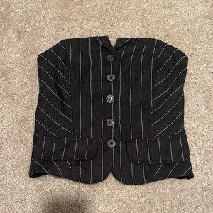 Pinstripe Black Button-Down Womens Corset Top